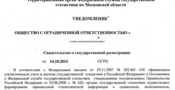 Уведомление статистика свидетельство о государственной регистрации Уведомление статистика свидетельство о государственной регистрации