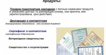 Какие нужны документы для реализации продуктов питания